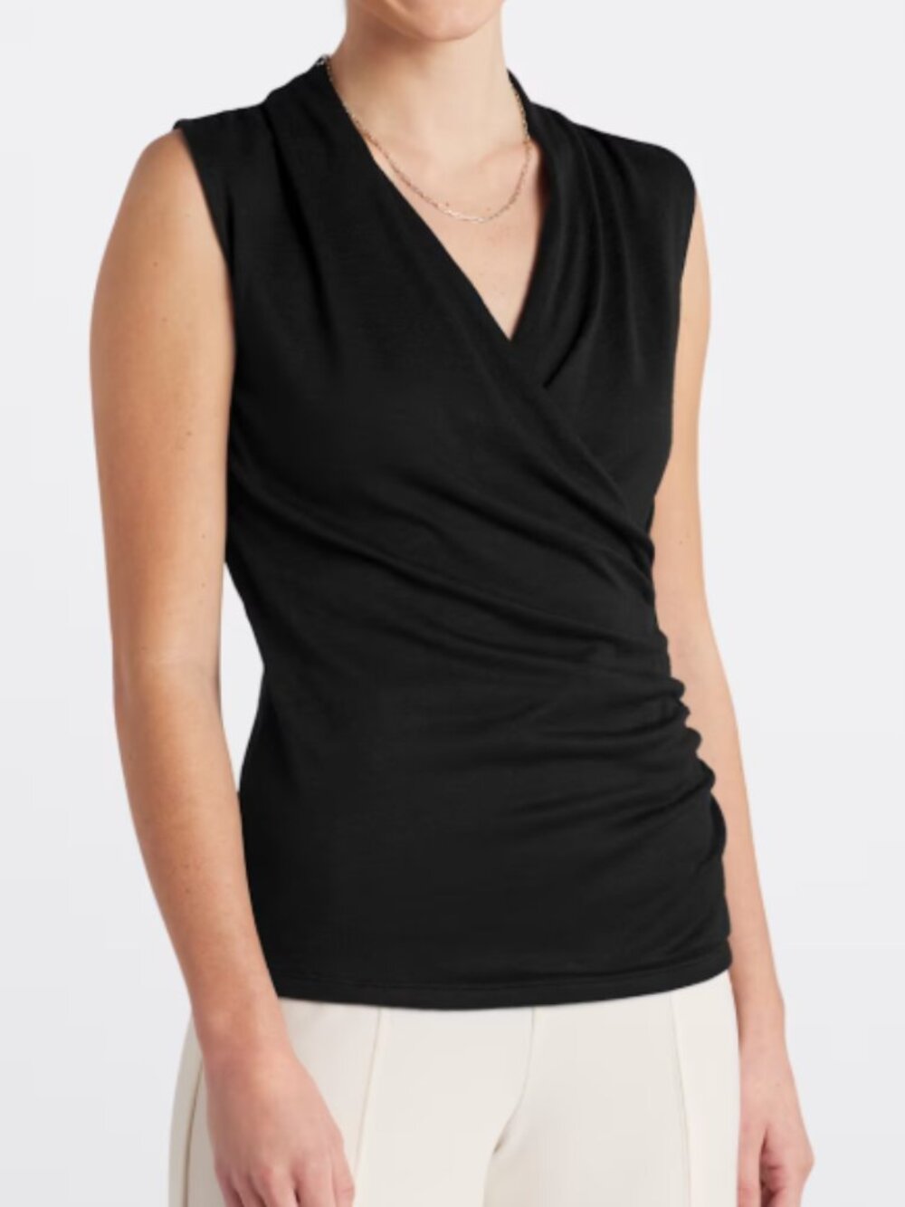 41 Hawthorn Black Benni Wrap Front Ruched Knot Top
